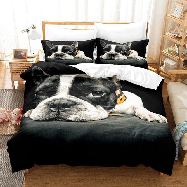 Binchi Fitness Hunde-Bettwäsche-Set mit 3D-Druck, Schwarz, B/H: 135 x 200 cm - Bild 1