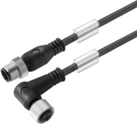Weidmüller Sensor-Aktor-Steckverbinder M12 konfektioniert, gerade Stecker und gewinkelte Buchse, schwarz, Kabellänge: 1,00 m - Bild 1