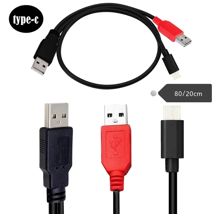 SPEEDIER USB-C auf USB-A Y-Kabel mit Dual Power Data Funktion für Laptop und Festplatte, Schwarz - Bild 2