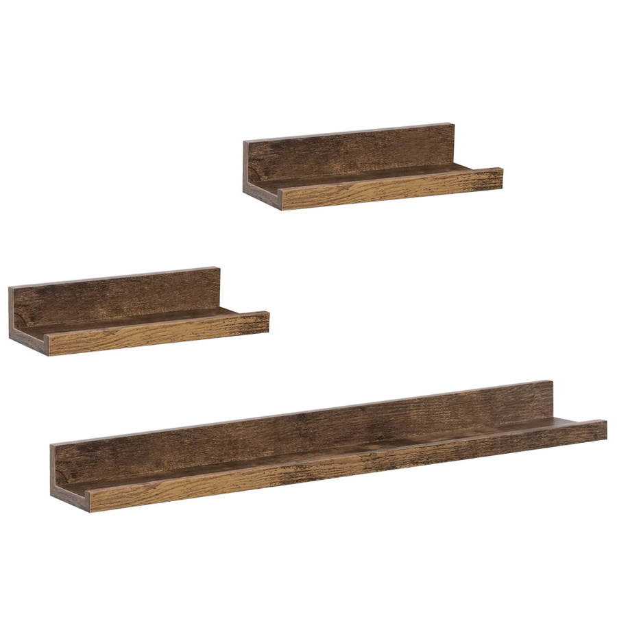 WOLTU Wandregale im Vintage-Design aus Holz, 3er-Set, Braun, Matt - Bild 1