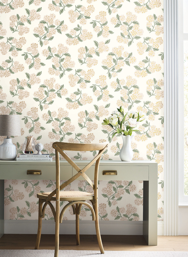Rifle Paper Co. Tapete Hydrangea Floral Botanical in Gold und Multicolour - Bild 1