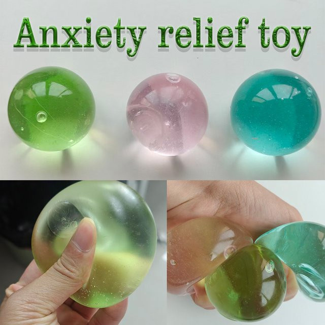 Bandai Quetschball, transparent, pink, green, Fidget-Spielzeug - Bild 1