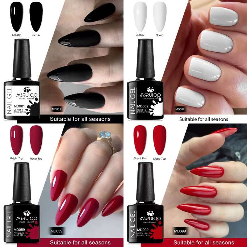 MSRUIOO Gel Nagellack Set, Rot Braun, 6/8 Stück, 8 ml, Glänzend - Bild 3