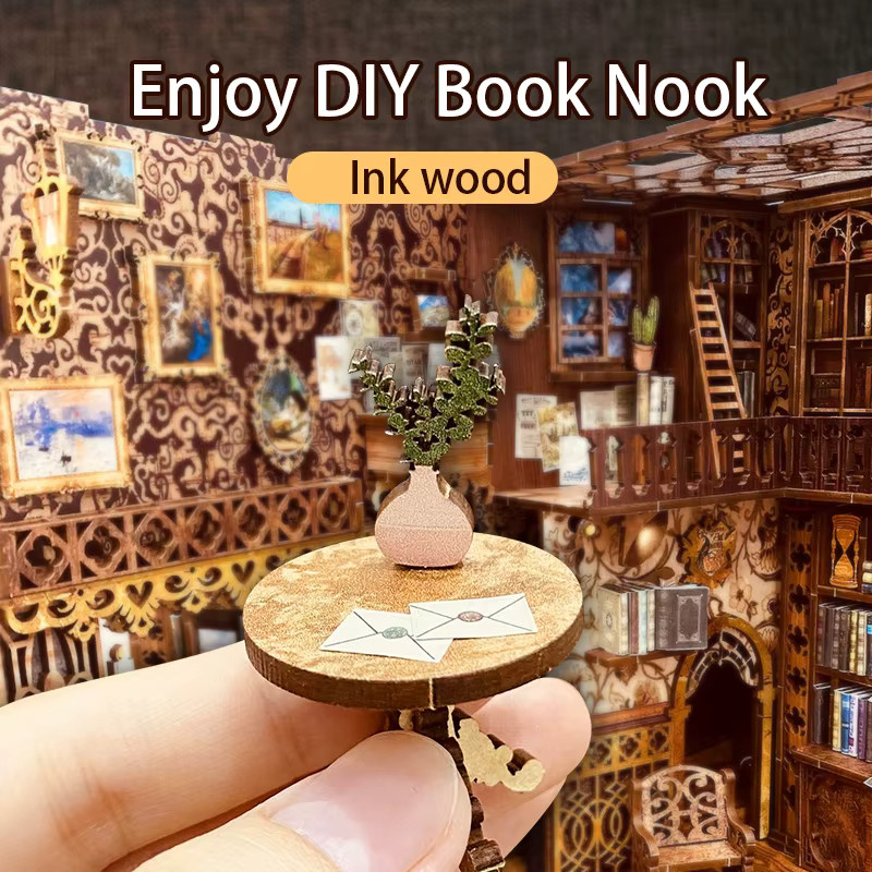Cutebee DIY Buchnischen-Miniatur-Set, Puppenhaus-Modell, Holz, Fantasy - Bild 4