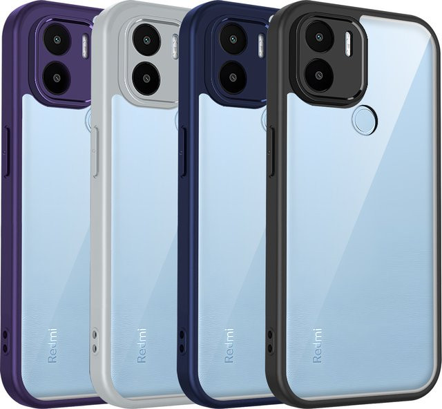 Xiaomi POCO C50 und Poco C51 Handyhülle aus Silikon mit transparenter matter Rückseite und Stoßfänger-Schutz - Bild 1