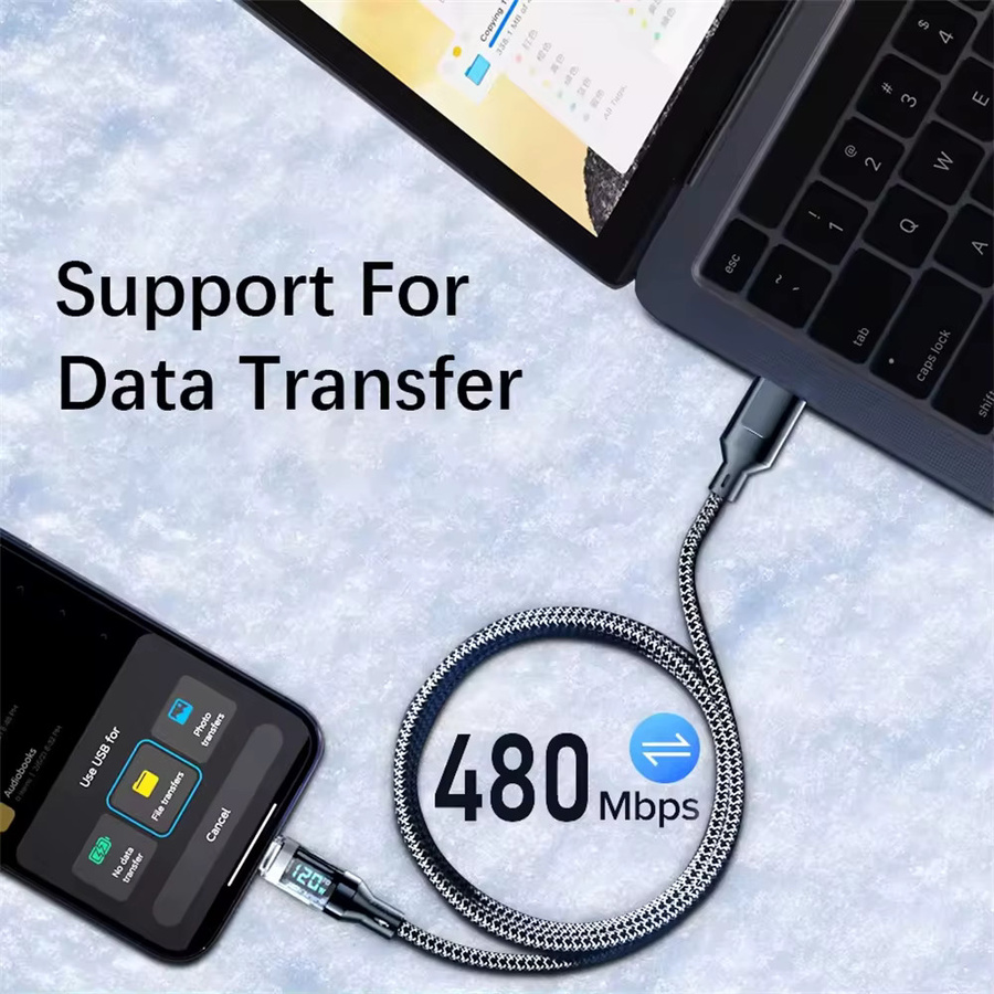 NNBILI USB C Kabel 120W mit Digital Display in Schwarz für Xiaomi Samsung und Huawei - Bild 4
