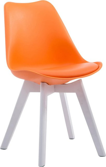 CLP Retrostuhl Borneo V2 Lehnstuhl mit Kunstlederbezug in Orange und Holzgestell, Sitzhöhe: 47 cm - Bild 1