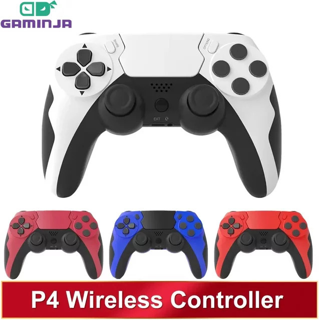 GAMINJA Wireless Controller Bluetooth Gamepad mit Doppelvibration und 6 Achsen für PS4, PS3 und PC in Schwarz und Rot - Bild 1