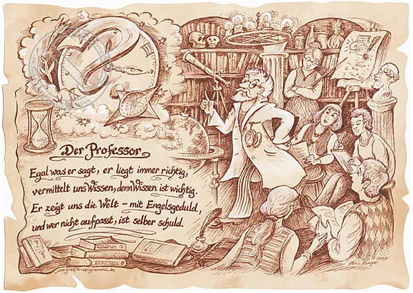 Zunftbild Professor als Vintage Paper Poster in A4-Format, mehrfarbig - Bild 1