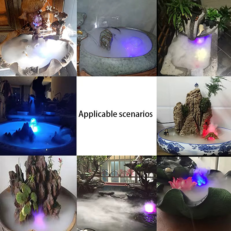 Donirt 12-Lichter-Nebelmaschine mit 16mm Mini-LED-Kürbislicht für Wasserbrunnen und Teiche als Ultraschall-Zerstäuber für Halloween und Weihnachten - Bild 4