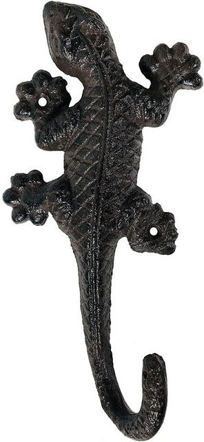 Rustikaler Garderobenhaken Eidechse aus lackiertem Gusseisen in Braun im Antik-Stil - Bild 1