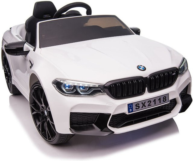 TPFLiving BMW M5 Elektro-Kinderauto, weiß, mit Ledersitz und Sicherheitsgurt - Bild 1