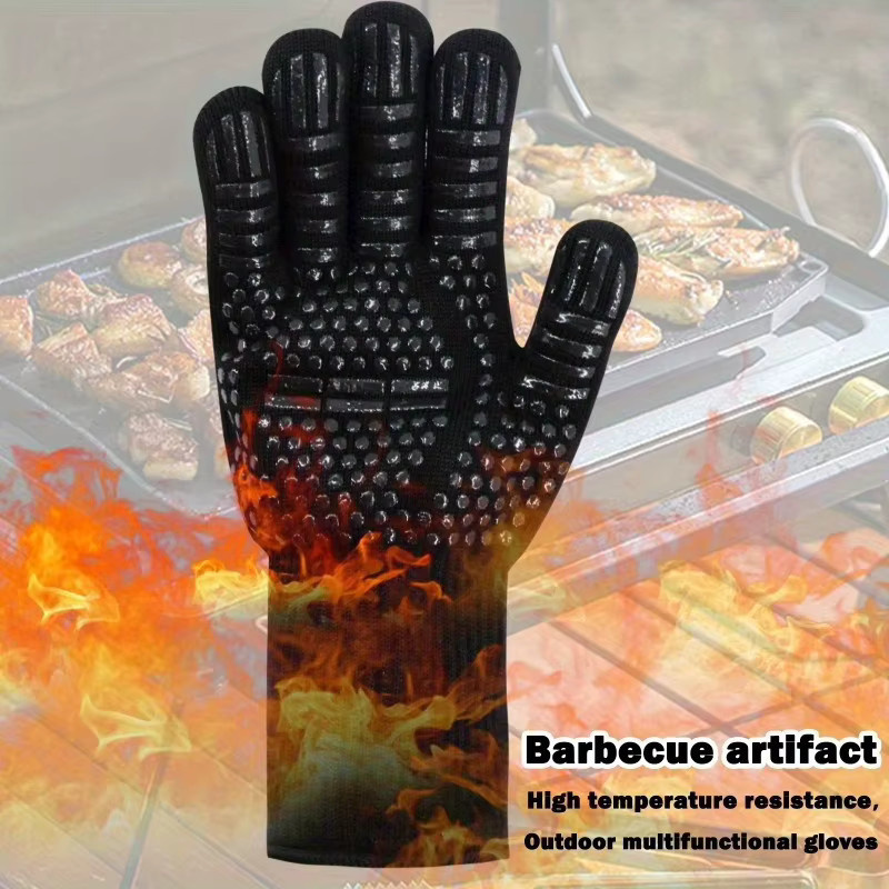 Hitzebeständige Silikon-Ofenhandschuhe in Schwarz für Grillen, Kochen und Backen, B/T/H: 32,0 x 12,5 cm - Bild 3