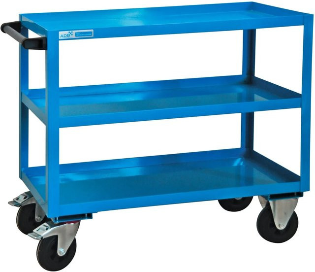 PROREGAL Tischwagen mit 3 Etagen aus Stahl in Blau, H x B x T: 91,5 x 100 x 50 cm, Traglast 150 kg - Bild 1