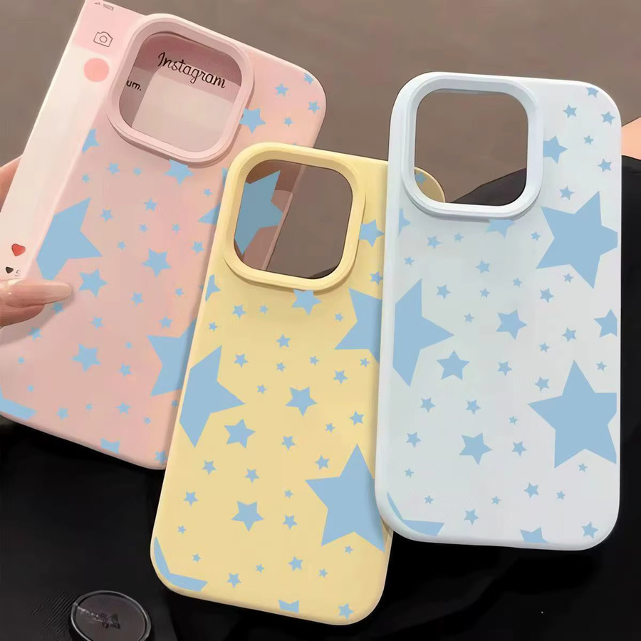 Stoßfeste Silikon Handyhülle mit blauem Sternenmuster für iPhone 11 bis iPhone 17 Pro Max - Bild 2
