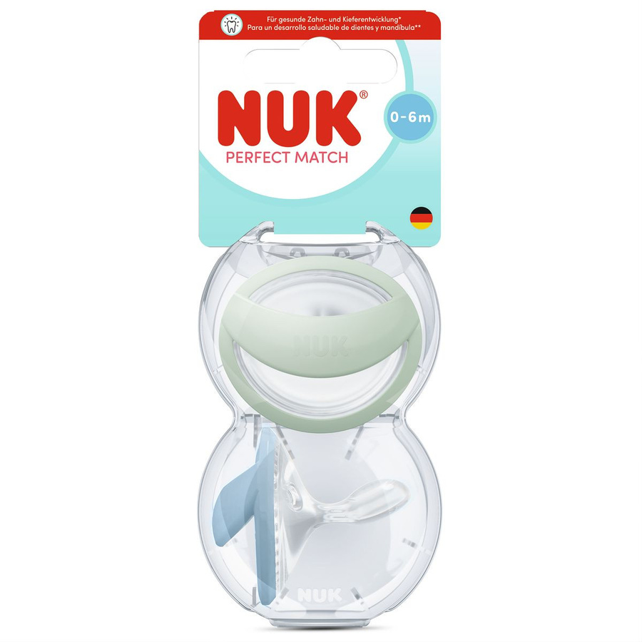 NUK Schnuller Perfect Match 2er Pack aus Silikon in Grün und Blau für 0 bis 6 Monate - Bild 3