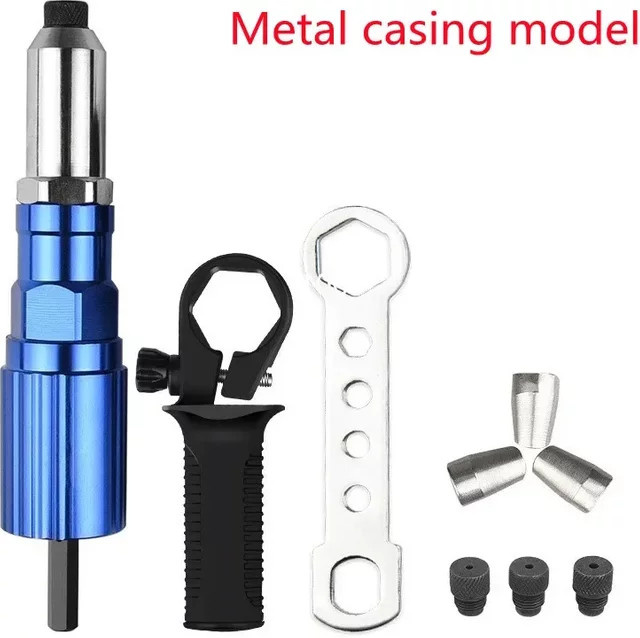 SLADE Elektrische Nietpistole mit Bit-Adapter für Nietmuttern von 2,4 mm bis 4,8 mm in Blau - Bild 1