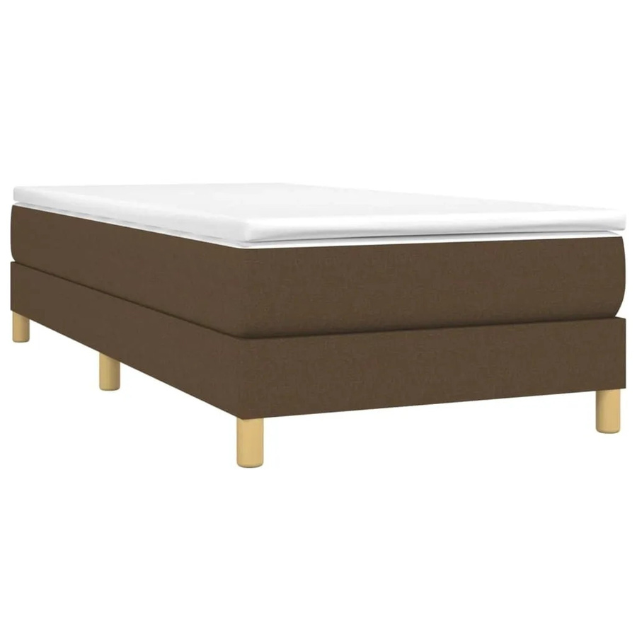 vidaXL Boxspringbett mit Matratze in Dunkelbraun, Hybridbett mit Taschenfederkern aus Stoff, B/T/H: 90 x 200 x 25 cm - Bild 2