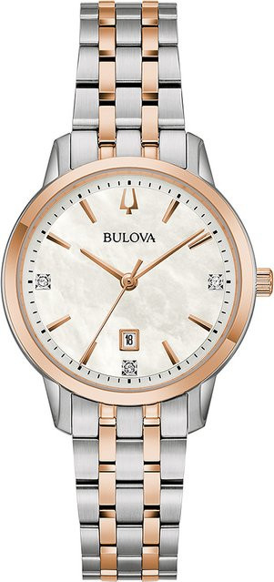 Bulova Damenuhr, Quarz, Edelstahl, Perlmutt, 31 mm, 3 ATM - Bild 1