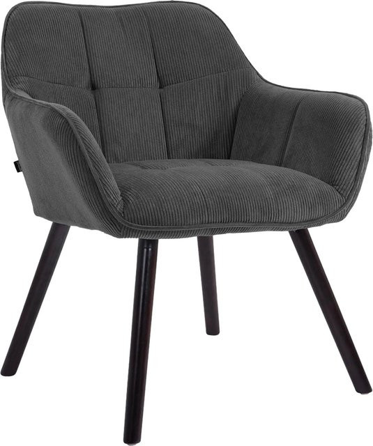 DELUKE Esszimmerstuhl DUNOR in Dunkelgrau und Schwarz mit Cord-Bezug, B/T/H: 65 x 64 x 82 cm - Bild 1