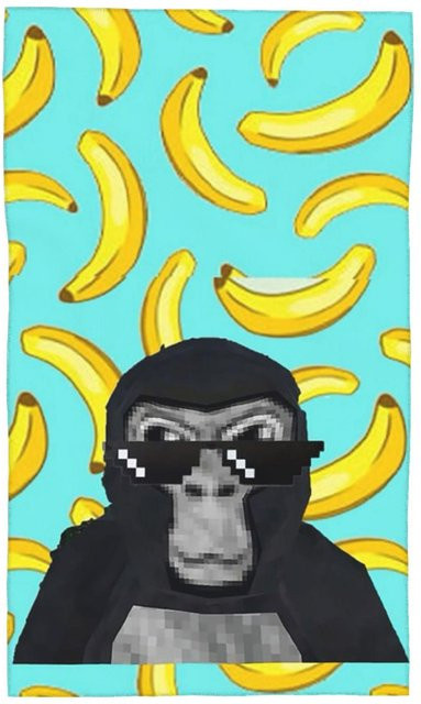 Creative Man Gorilla Tag Affe Baumwollhandtuch schnelltrocknend, Farben: weiß und mehrfarbig, B: 40 cm, H: 60 cm - Bild 1