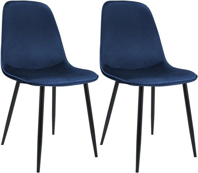 2er Set Esszimmerstühle DELUKE RAZON aus Samt in Dunkelblau, B/T/H: 45 x 54 x 88 cm - Bild 1