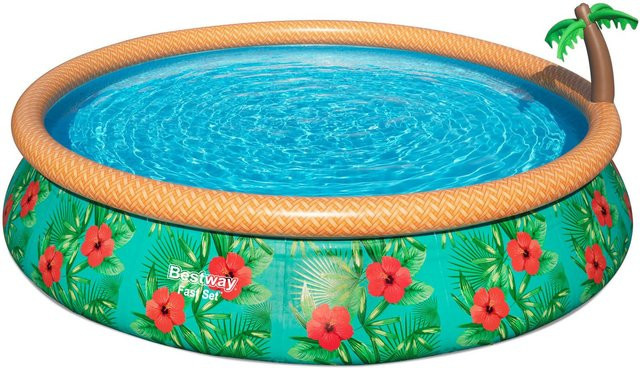 BESTWAY Fast Set Pool Paradise Palms aufblasbarer Rundpool in Multicolour, Durchmesser: 457 cm, Höhe: 84 cm - Bild 1