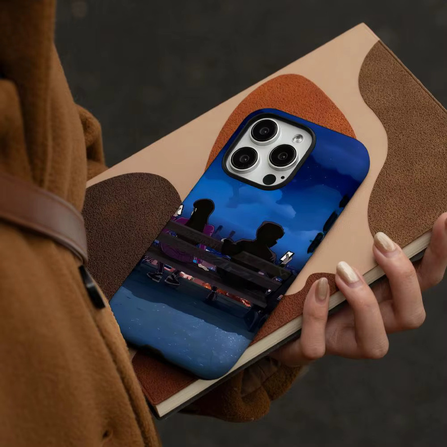 B-Beny Jr Lowflyer Handyhülle für iPhone 12 bis 17 Pro Max Plus, glänzende HD-Doppelschicht-Flüssigkeitshartschale in Weiß und Blau - Bild 2
