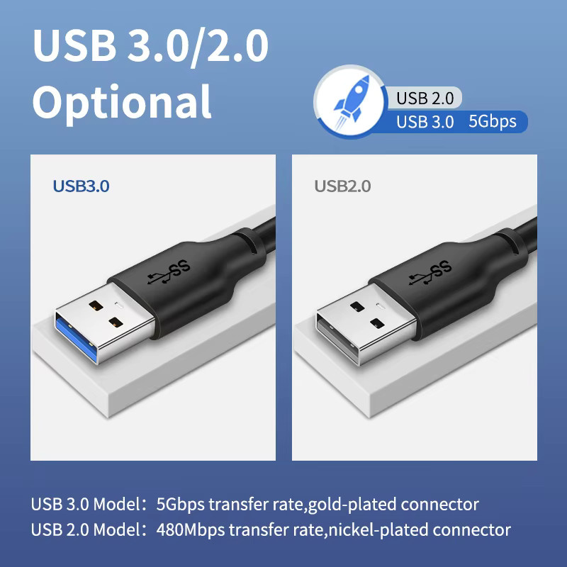CABLETIME USB 3.0 Verlängerungskabel USB-A auf USB-A, 5Gbps, Schwarz - Bild 3