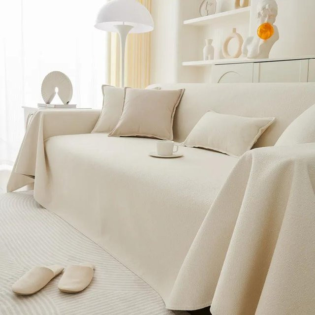 Super Six Sofabezugdecke beige, wasserdichte und rutschfeste Vier-Jahreszeiten-Sofadecke aus Polyester, Breite: 160 cm, Tiefe: 90 cm - Bild 1