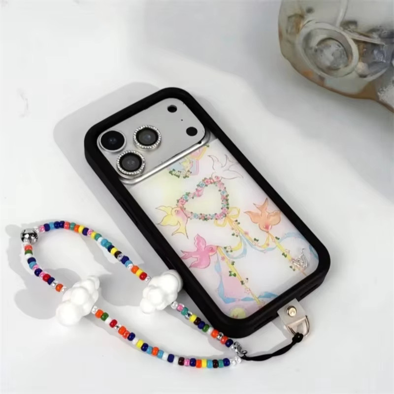 Wildflower Dove Diaries Handyhülle für iPhone 17 16 15 14 13 12 Pro Max mit farbigem Band und Herz-Tauben-Motiv in Multicolour, stoßfeste Abdeckung - Bild 2
