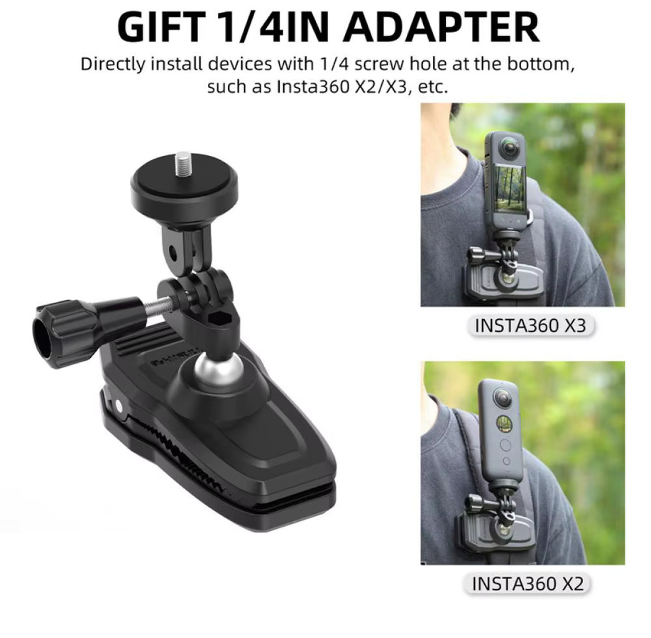Magnetische Action Kamera Rucksack Clip Clamp Halterung in Schwarz für DJI OSMO Pocket 3, Insta360 und GoPro 13 12 11 10 9 - Bild 2