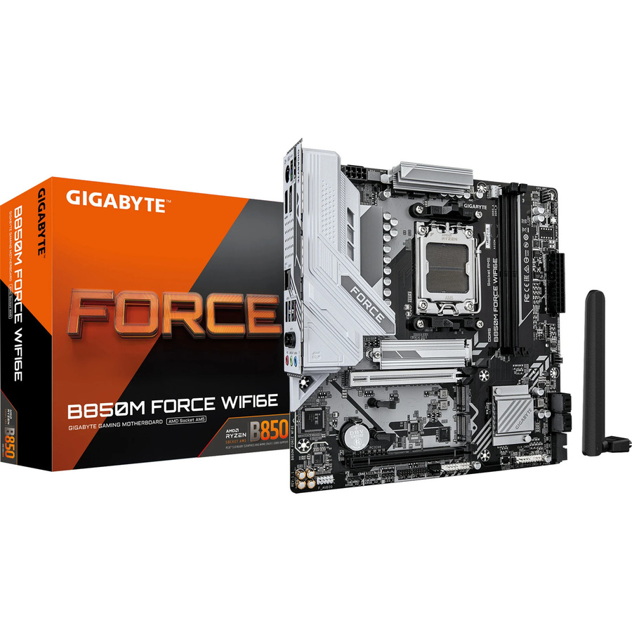Gigabyte B850M FORCE WIFI6E Mainboard AM5 DDR5 mit Wi-Fi und Bluetooth in Schwarz-Orange - Bild 1