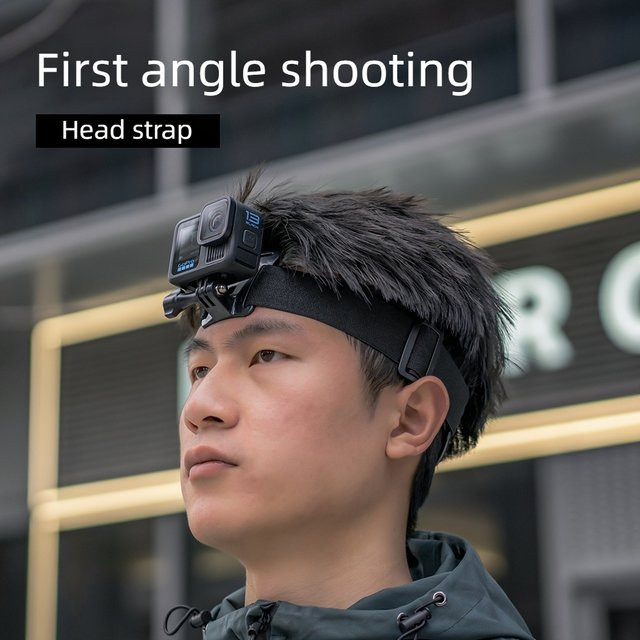Coogens Stirnband mit fester Halterung für GoPro 13/12 und DJI Action 5/4 in Schwarz für die Erste-Person-Perspektive - Bild 1