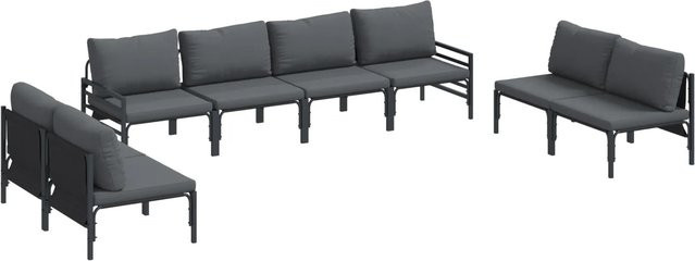 vidaXL Garten-Sofa-Set 8-teilig aus Stahl in Anthrazit - Bild 1