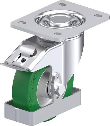 Blickle Stahlblech-Lenkrolle LH-ALST 125K-3-FI-FS in Silber und Grün mit 125 mm Rad-Durchmesser und einer Tragfähigkeit von 370 kg - Bild 1