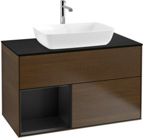 V&B Finion Waschtischunterschrank und Wandbeleuchtung in Blau lackiert, Breite: 100 cm, Tiefe: 50,1 cm, Höhe: 50,1 cm - Bild 1