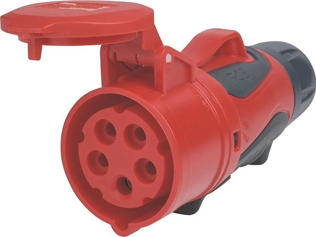 PCE CEE Kupplung 5-polig IP44/IP54 16 A 400V in Rot/Schwarz/Grau aus Messing - Bild 1
