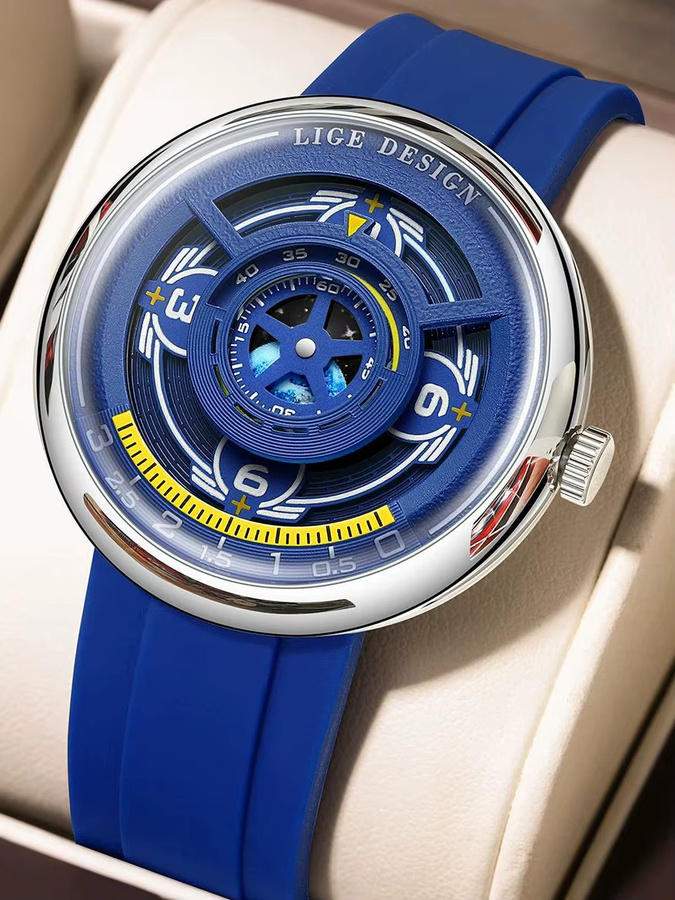 LIGE Armbanduhr, Quarz, Blau, Silikon, Herren - Bild 6
