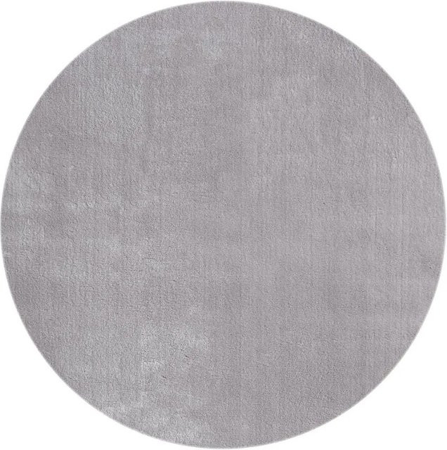 Floornovo Hochflor Teppich Nr. 60 Rund Einfarbig Grau Durchmesser: 120 cm - Bild 1