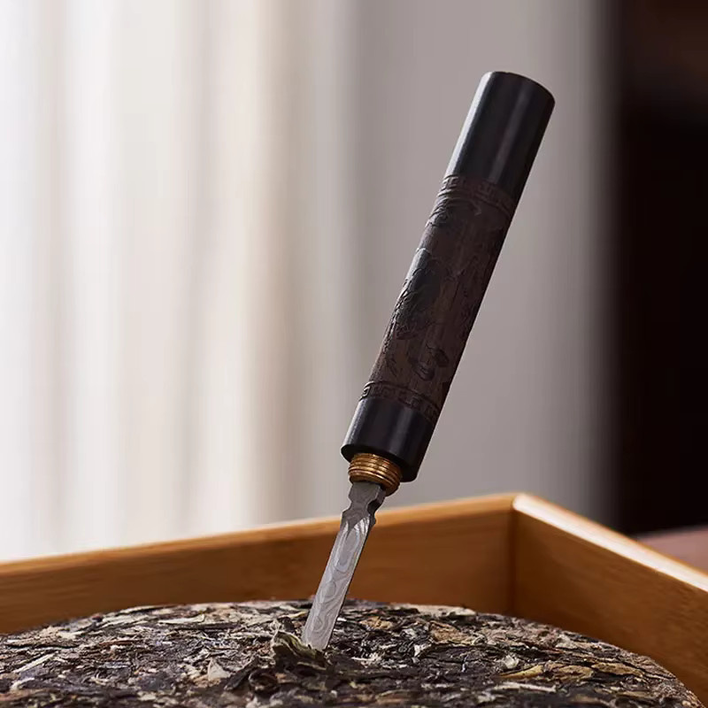 Chinesisches Teemesser aus Metall in Braun für Yunnan Puerh Tee Ziegel und Kuchen - Bild 3