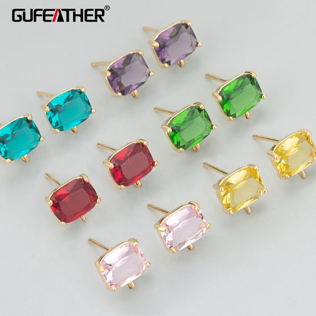 GUFEATHER DIY-Ohrringe, 18 Karat vergoldet, Kupfer, Glas, handgefertigt - Bild 1