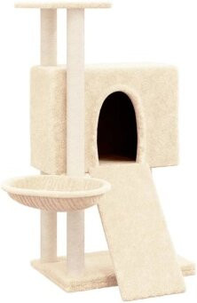 vidaXL Kratzbaum mit Sisal-Kratzsäulen, Höhle und Hängematte, Beige, Höhe: 96 cm, Breite: 60 cm, Tiefe: 60 cm - Bild 1