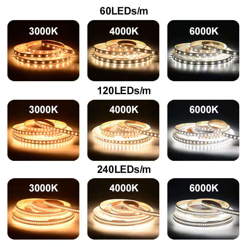 COXO UL-gelisteter LED-Streifen mit SMD2835 LEDs, 120 LEDs/m, CCT Farbtemperatur 3000 K-6000 K, DC12 V, flexibles LED-Band mit RA90 Farbwiedergabe - Bild 2