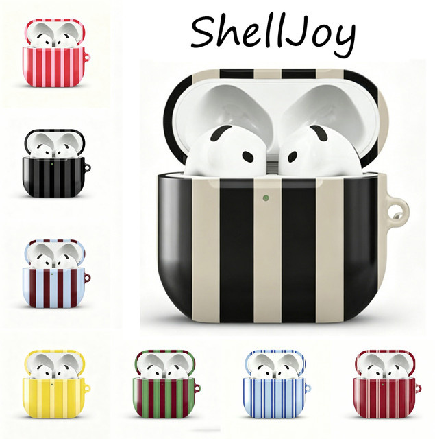 ShellJoy ClassicBarrienne Stoßfeste Schutzhülle für AirPods 1 2 3 Pro und Pro 2 aus glänzender HD-Hartschale mit Metallhaken in Multicolour - Bild 1