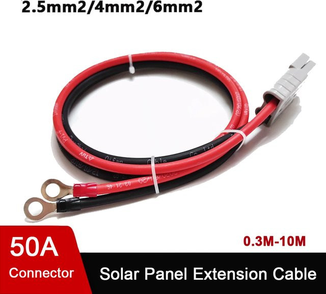 TAKORI Solarpanel-Verlängerungskabel mit Ring-Anschluss für Autobatterie und Solarpanel-Verbindung, Farbe: Rot - Bild 1