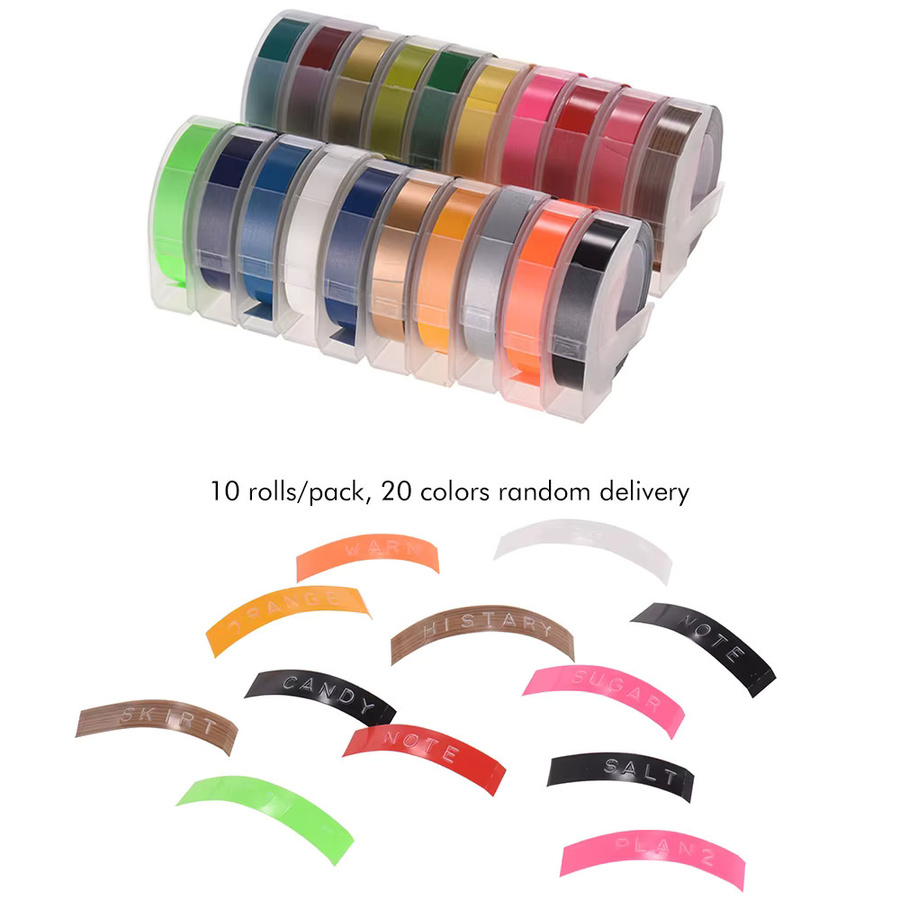 DYMO 3D-Prägeetikettenband aus Kunststoff für Etikettendrucker 12965 und 1610, Breite: 0,95 cm, Länge: 3 m, Farben: Schwarz und Mehrfarbig - Bild 3