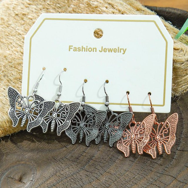Lucky Star Jewelry Hängeohrringe, Metall, Silber, Damen, Schmetterling Libelle Form - Bild 1