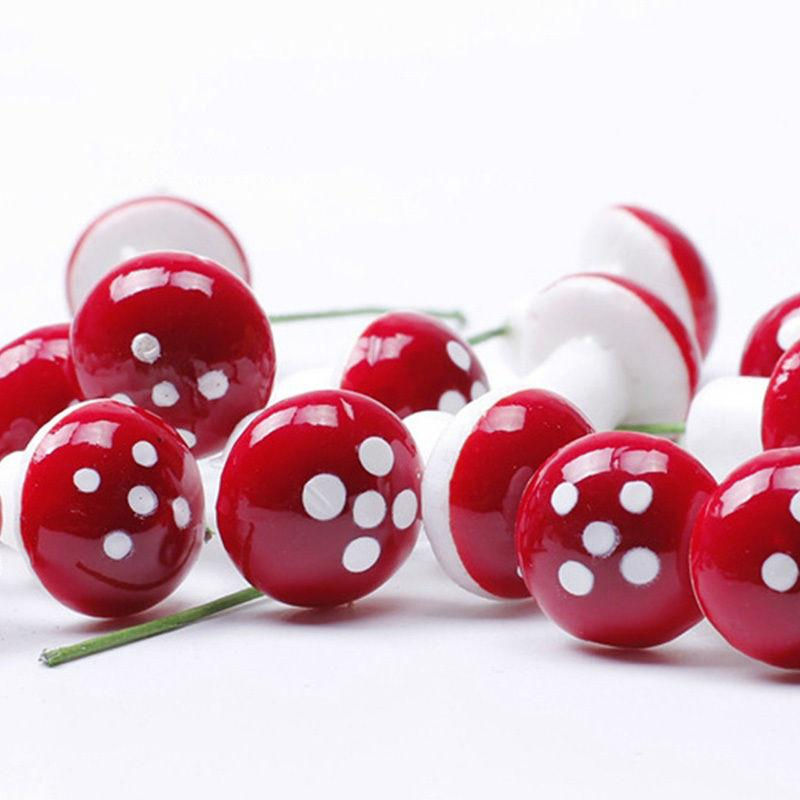 10 Stück Mini rote Pilz Deko-Ornamente von Happy Day aus Kunstharz und Schaum für Bonsai und Garten DIY-Handwerk - Bild 4