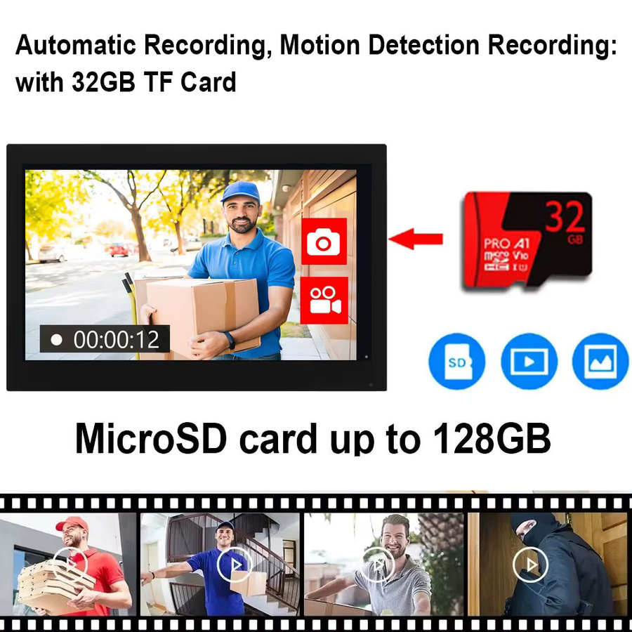 Tuya 5G WLAN Video-Gegensprechanlage-Set mit 7 Zoll Touchscreen, 2 Monitoren und Video-Türklingel in Schwarz - Bild 5